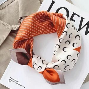 Women's Fashion Satin Printing Orange Moon Silky Scarf
